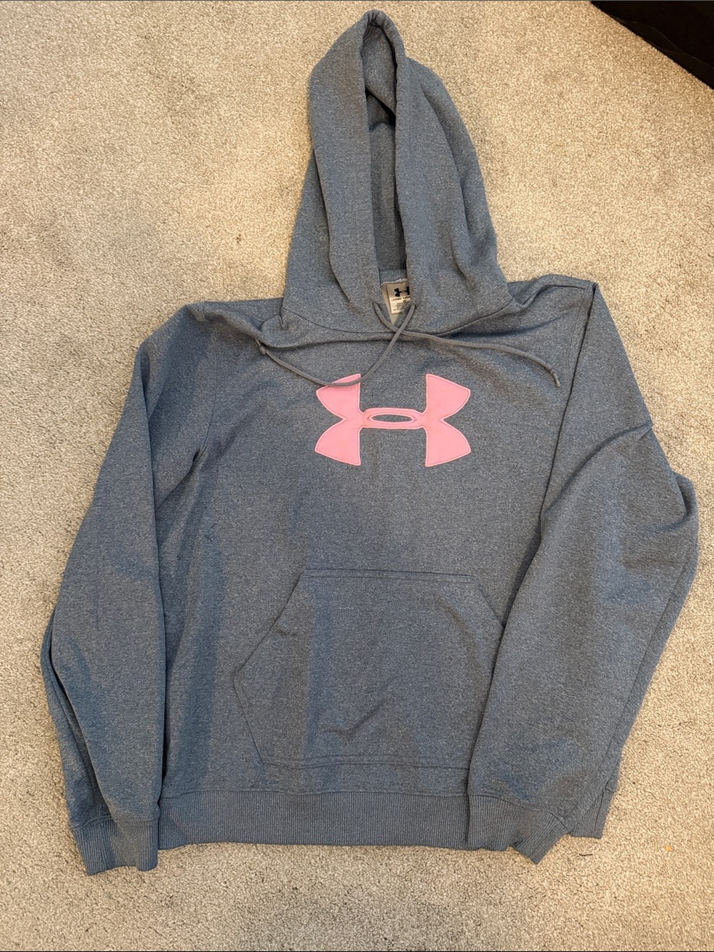Under Armour Heather Gray Hoodie with Pink Logo